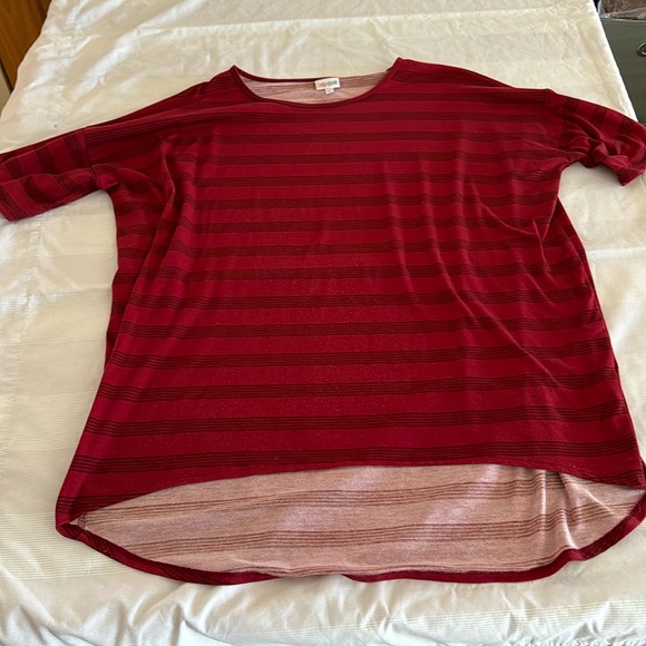 Lularoe Classic XL EUC red w dark red stripe - Picture 1 of 6